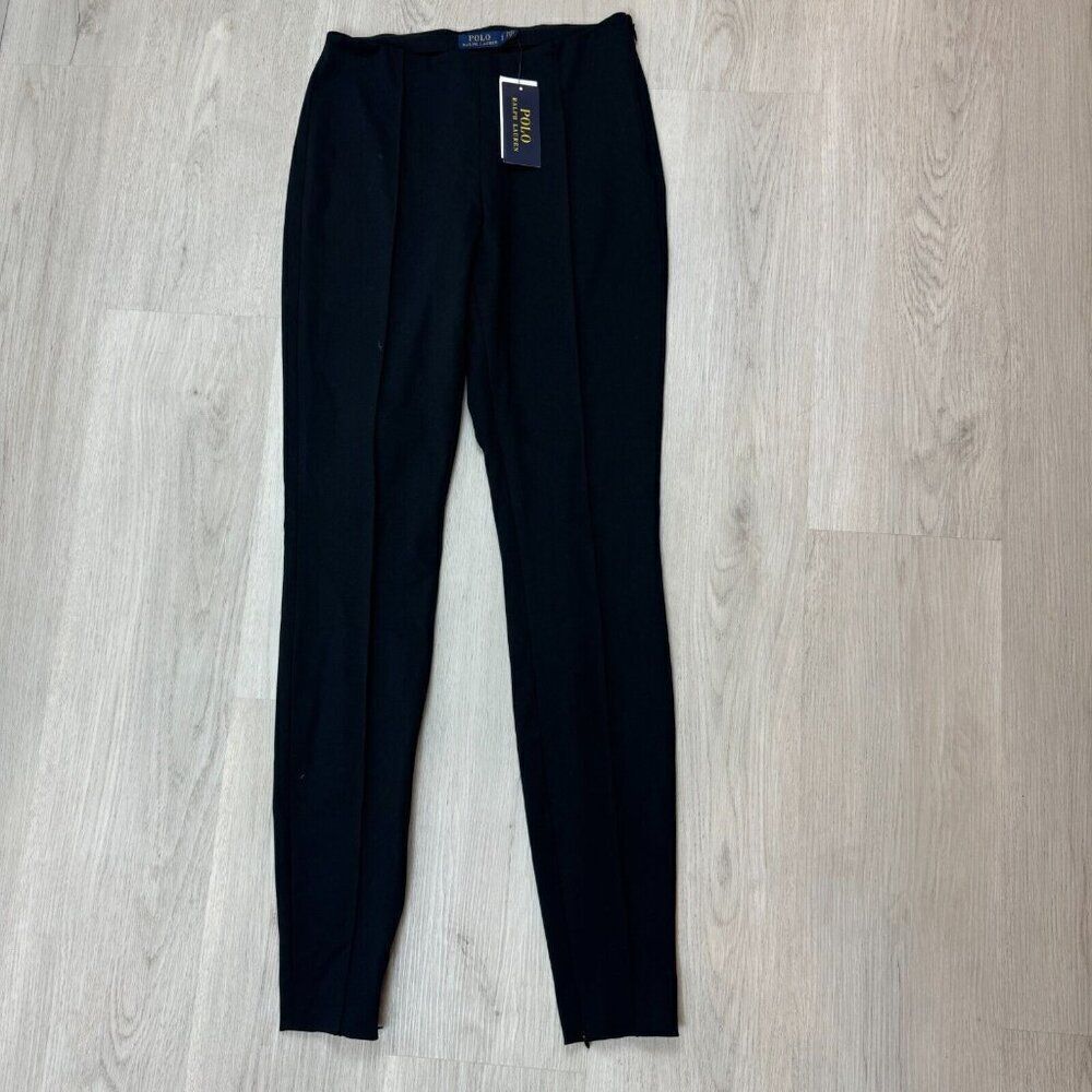 Polo Ralph Lauren High Waisted Pleated Legging Dress Pant Womens‎ Small Black